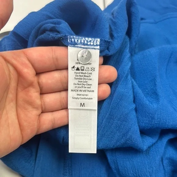 Blue Relaxed Short Sleeve Button Down Shirt - Picture 6 of 6